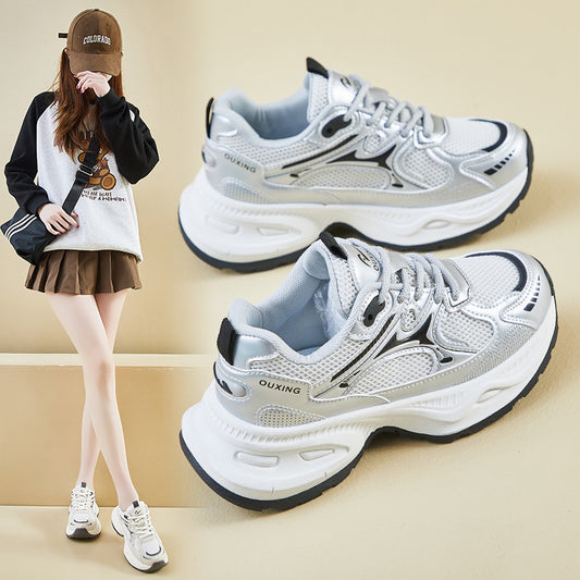 2025  ins Korean version of the new dad shoes girl  spring student sports running casual thick sole height increase street shot Q6002