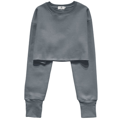 New new outdoor sports running fitness yoga clothes top women's loose navel short long-sleeved sweater
