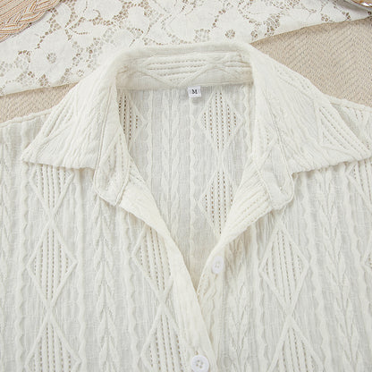 SIXSR 2025 Popular,   spring knitted jacquard cardigan long-sleeved shorts pajamas two-piece set casual and comfortable women's loungewear