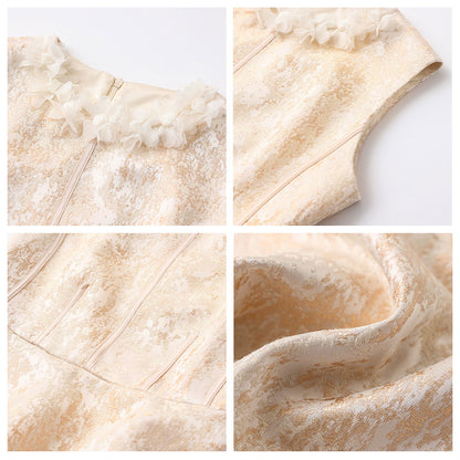 New Chinese high-end exquisite lace crew neck shirt 2025 new national style waist versatile jacquard top N3106