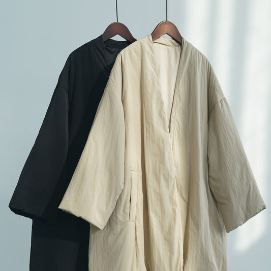 literary and leisure large-profile light and warm down jacket, simple Zen temperament down W24371