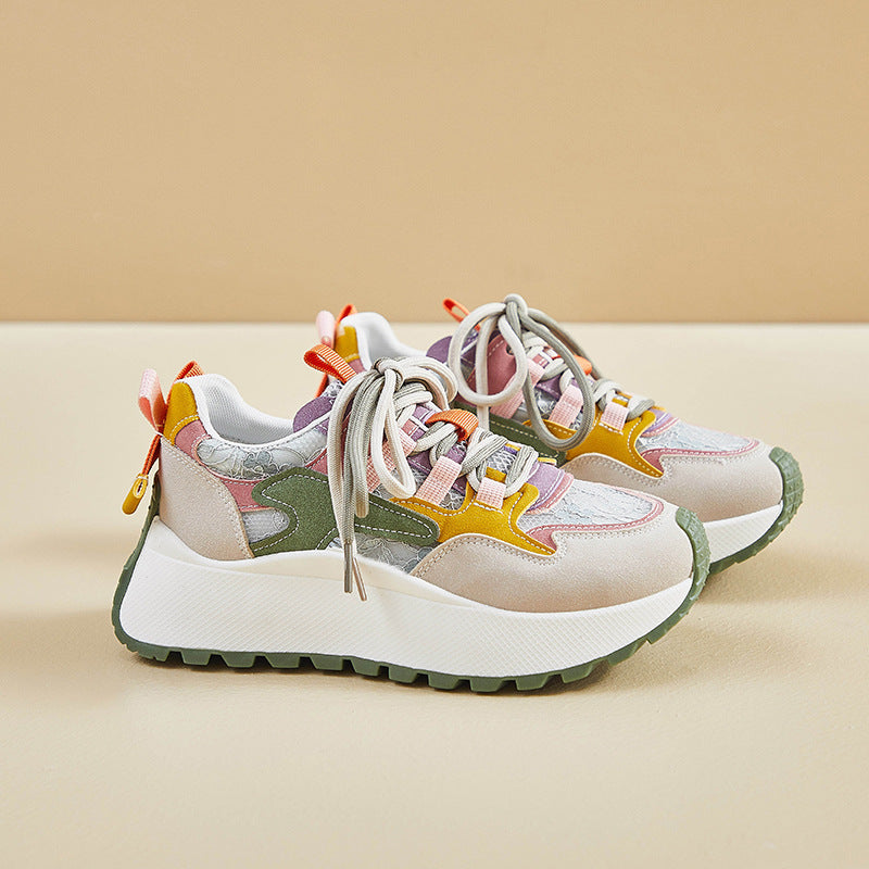 2025  ins Korean version of the new dad shoes girl  summer student running sports leisure mesh breathability increase BN016