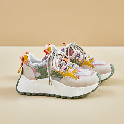 2025  ins Korean version of the new dad shoes girl  summer student running sports leisure mesh breathability increase BN016