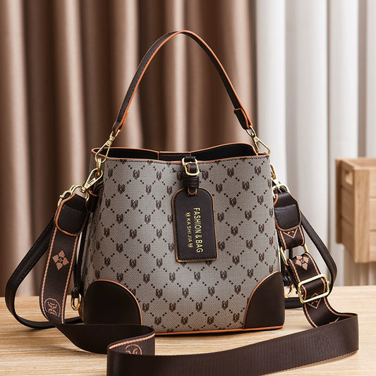 Women's bags Fashion handbags Women's  new oblique span bucket bags Versatile shoulder bags Trendy popular women's bags