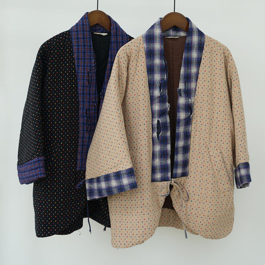 retro personalized color jacquard loose cotton-padded coat, contrasting colors with wind old cloth and thickened padded jacket M24301