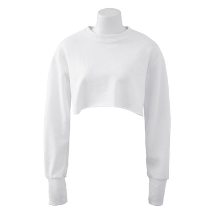 New new outdoor sports running fitness yoga clothes top women's loose navel short long-sleeved sweater