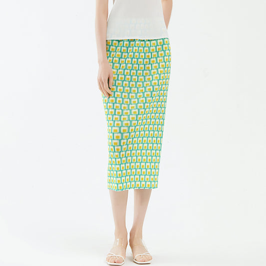 Miyake women's new skirt spring thin pleated plaid gentle wind pleated a-word skirt women's summer