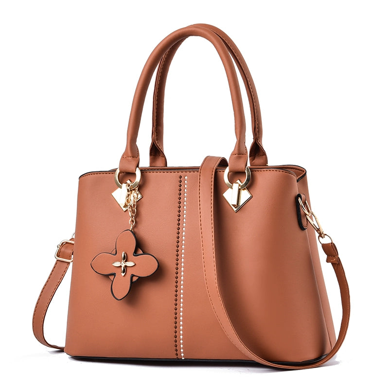 Bag Women's  New Middle-aged Korean Version Leather Versatile Handbag Atmospheric Send Mom Bag One Shoulder Crossbody Bag