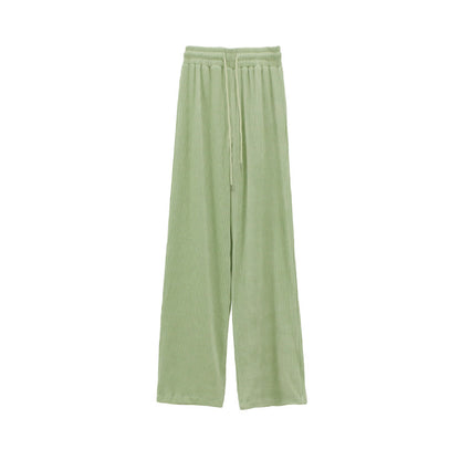 spring new tied casual pants loose straight drawstring velvet corduroy warm stylish Korean sweatpants
