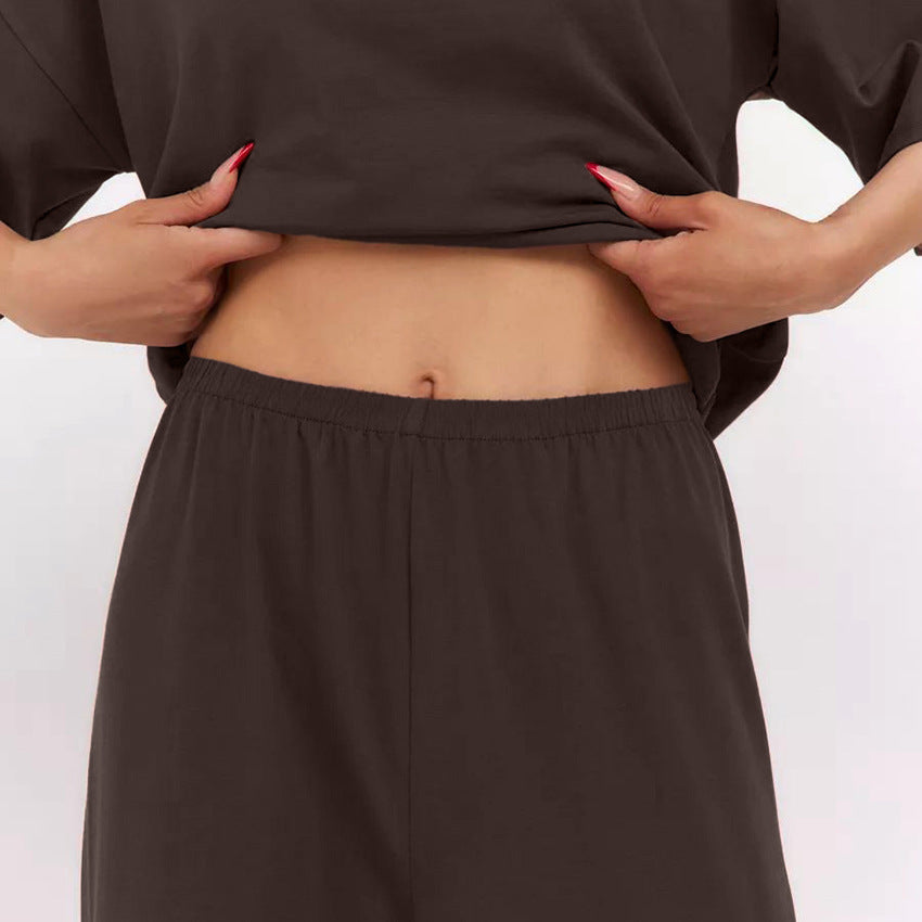SIXSR 2025 Cross-border  new knitted five-quarter-sleeved tops, trousers, pajamas, women's summer comfortable and casual can be worn outside loungewear