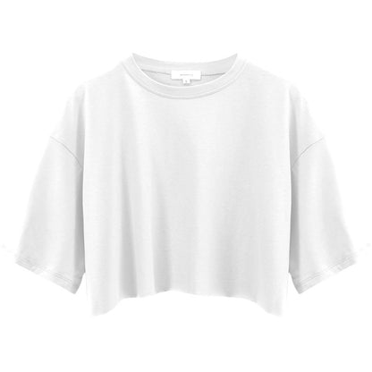 Internet celebrity babes short-sleeved T-shirt women's  new cotton T-shirt solid color short navel crew neck sports top tide