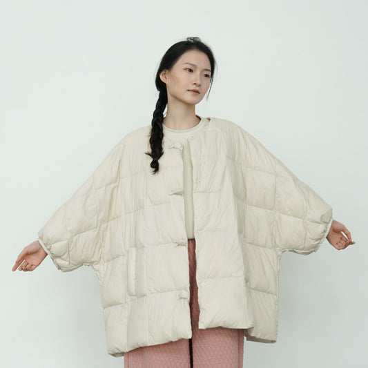 retro light down jacket women's fashion cape bat sleeve loose Popular style warm jacket W24374
