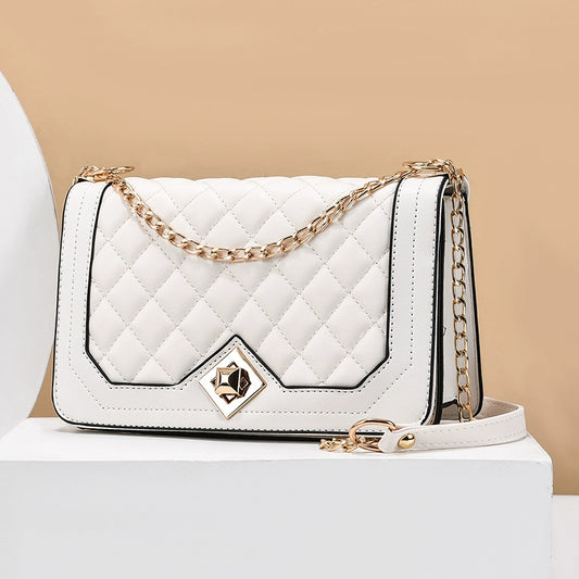 Bag Women's  New Oblique Cross Chain Small Fragrant Wind Rhombus Student Versatile Chain Mobile Phone Bag Mini Small Square Bag
