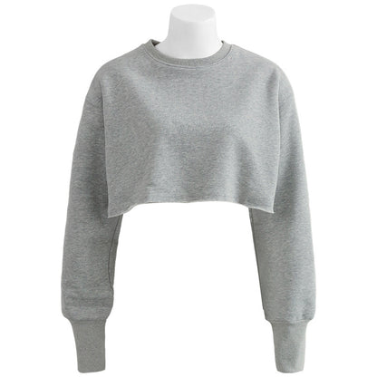 New new outdoor sports running fitness yoga clothes top women's loose navel short long-sleeved sweater