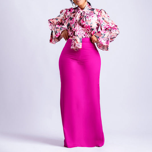 SIXSR D323 2025 women's clothing popular new fashion printing straps long-sleeved shirt skirt long skirt New two-piece set