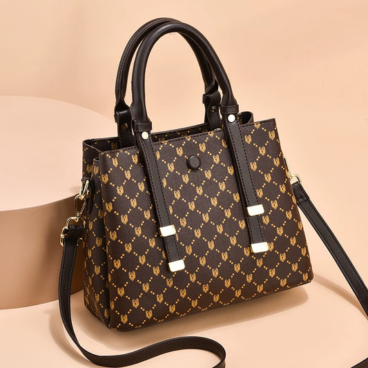 Bag women's 2022 new high-end women's bag atmospheric handbag retro printing versatile shoulder messenger bag big bag tide