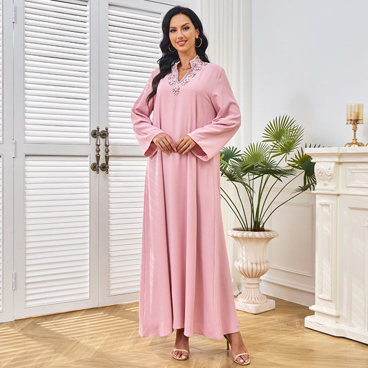 Middle East Dubai Popular trade Muslim robe women's dress summer new bead dress evening dress women