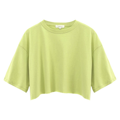 Internet celebrity babes short-sleeved T-shirt women's  new cotton T-shirt solid color short navel crew neck sports top tide