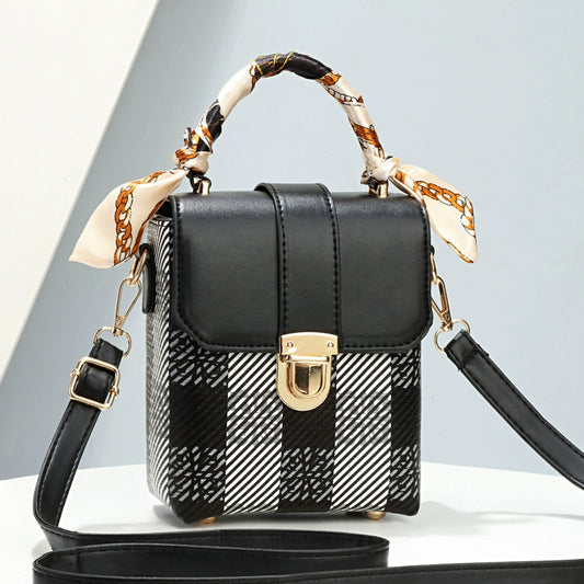 Mobile phone bag women's  new trendy fashion oblique span mini shoulder bag small satchel temperament contrasting color women's bag