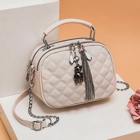 SIXSR 2025Bag women's summer fashion new diamond women's bag fringed women's shoulder crossbody a hair chain small round bag