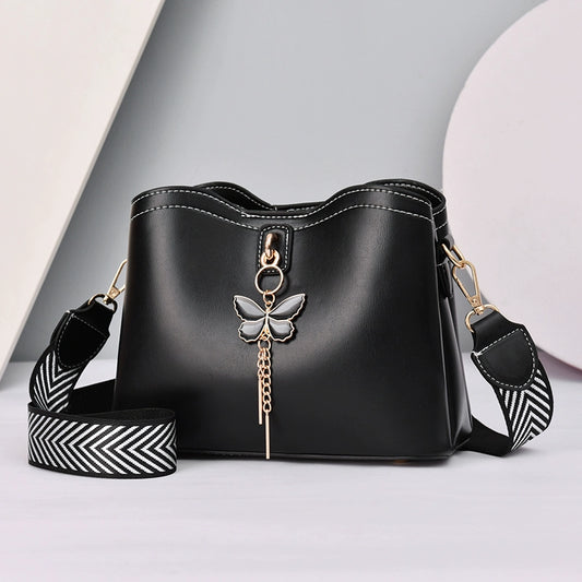 Bag Women's  New Korean Edition Fashion Versatile Premium Bucket Bag ins Super Fire Butterfly Shoulder Crossbody Bag