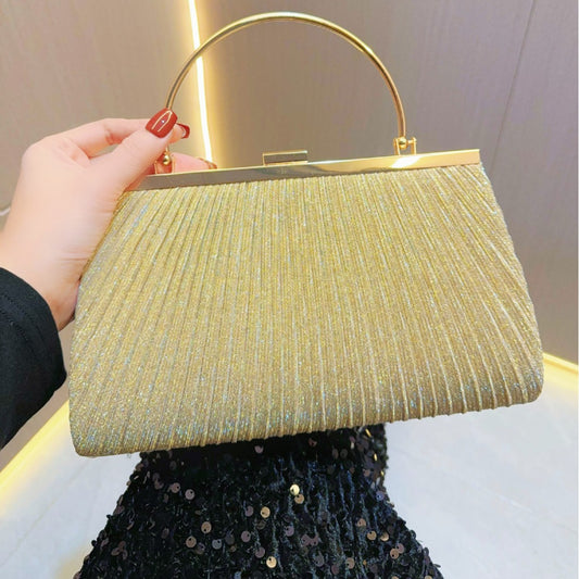 SIXSR 2025 New New simple and fashionable pleated handbags, party banquet bags, rhinestone evening bags, oblique span dinner bags