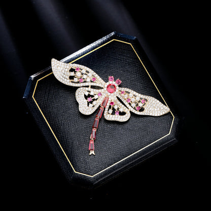 2025 Korean version of high-end micro-inlaid zircon corsage fashion luxury suit coat accessories temperament pin animal dragonfly brooch