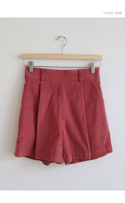 spring new versatile casual corduroy shorts elastic high waist dopamine single item short Korean pants