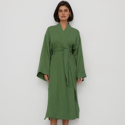 SIXSR 2025 autumn fashion loose cardigan women's nightgown cotton absorbent hotel bathrobe crepe loungewear wholesale