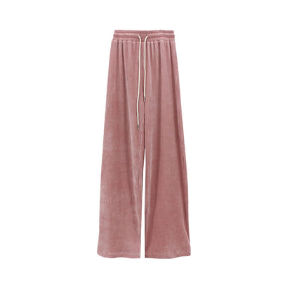 spring new tied casual pants loose straight drawstring velvet corduroy warm stylish Korean sweatpants
