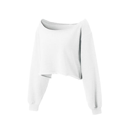 Sports slanted shoulder sweater spring and autumn new casual yoga clothes one-word collar short loose blouse long-sleeved dance top