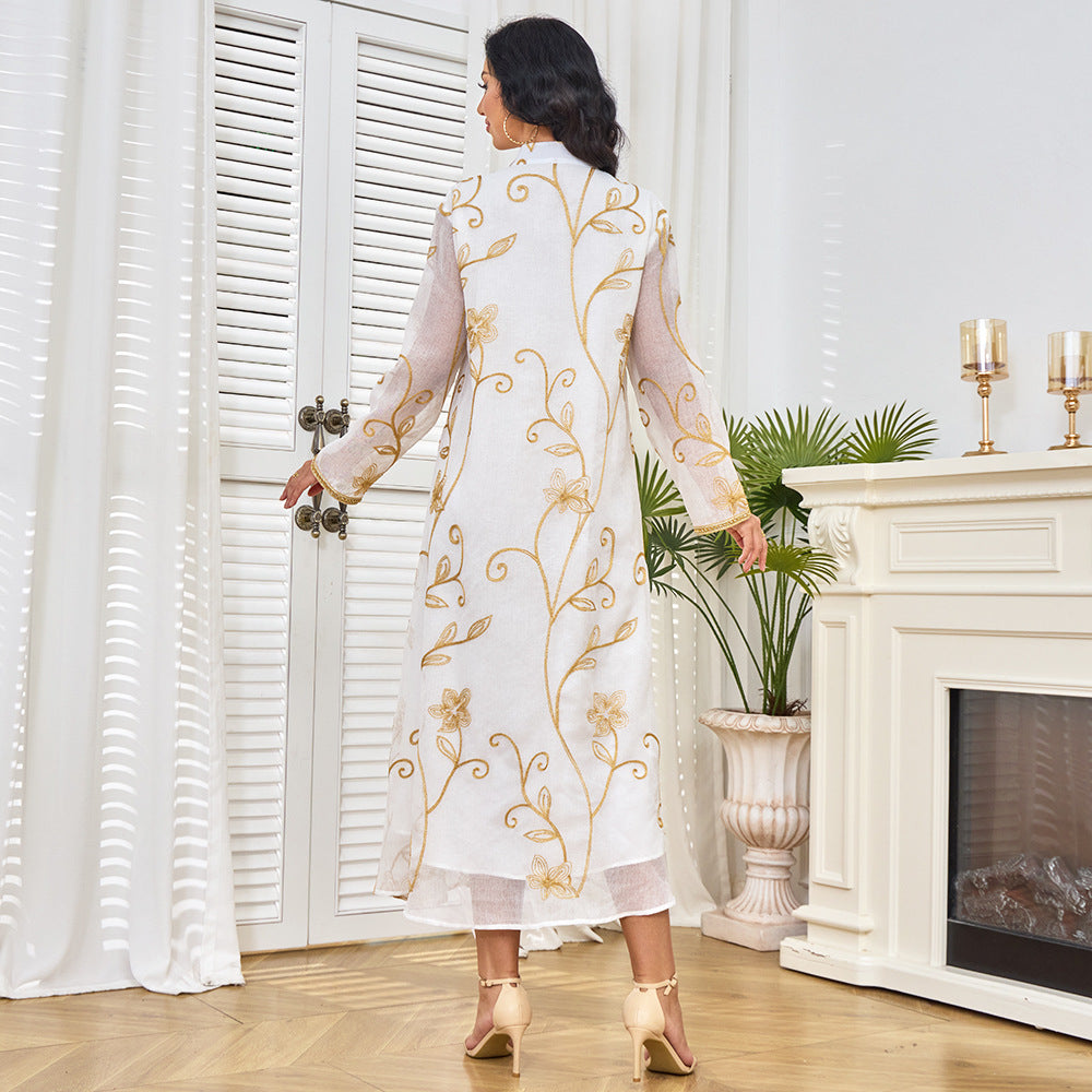 Muslim robe women's long dress Dubai Middle East robe new women's clothing embroidered beaded pendant evening dress dress