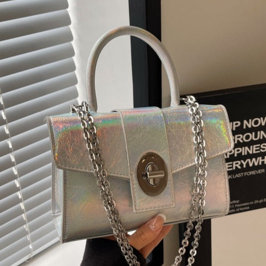 SIXSR 2025 Niche design high-end bag patent leather locomotive small square bag Spice girl fashion versatile casual shoulder messenger bag