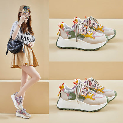 2025  ins Korean version of the new dad shoes girl  summer student running sports leisure mesh breathability increase BN016