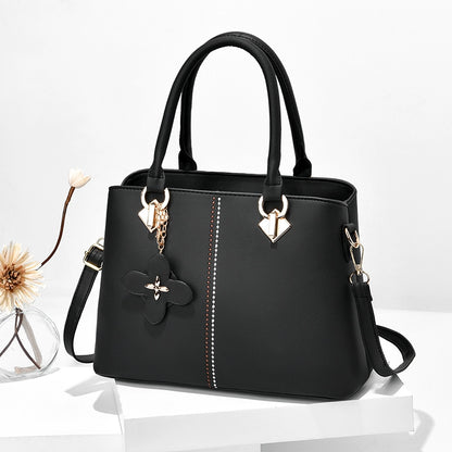 Bag Women's  New Middle-aged Korean Version Leather Versatile Handbag Atmospheric Send Mom Bag One Shoulder Crossbody Bag