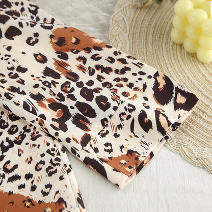 SIXSR 2025 spring new products fashion leopard print cardigan pajamas women's long sleeves trousers loungewear New
