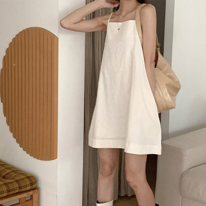 Suspender skirt Korean version women's clothing summer short sleeveless vest dress comfortable outer wear versatile solid color inner skirt