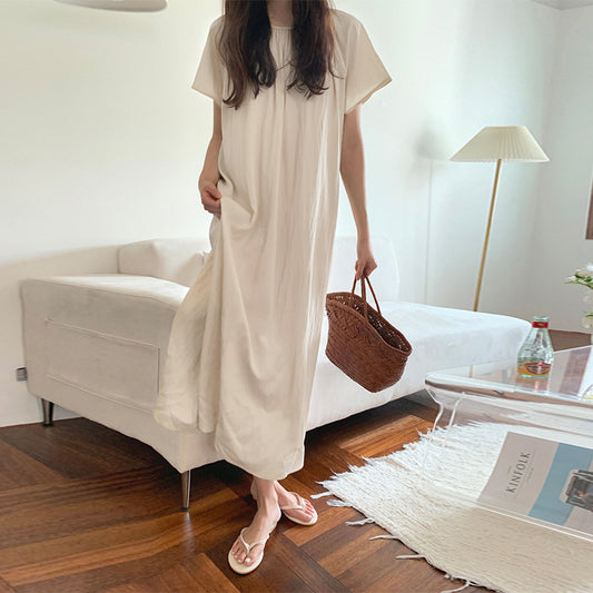 New dress in summer , Korean ins style casual home loose short-sleeved vacation medium and long skirt