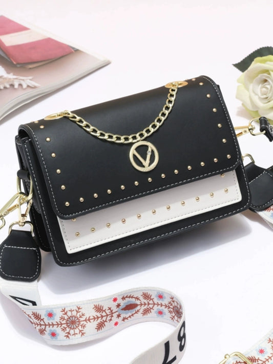 Women's bag  new Popular-style women's bag is popular this year, simple and versatile single shoulder messenger bag contrasting color small square bag