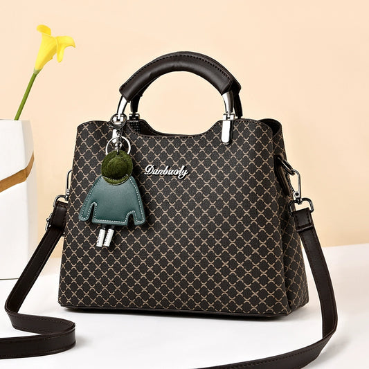 Women's bag  new textured oblique span bag soft leather multi-layer large-capacity temperament versatile commuter handbag