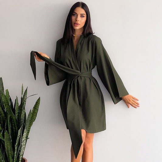 SIXSR 2025 2022 autumn new  loose and comfortable cardigan strap nightgown women's loungewear sweat steamed clothing bathrobe wholesale