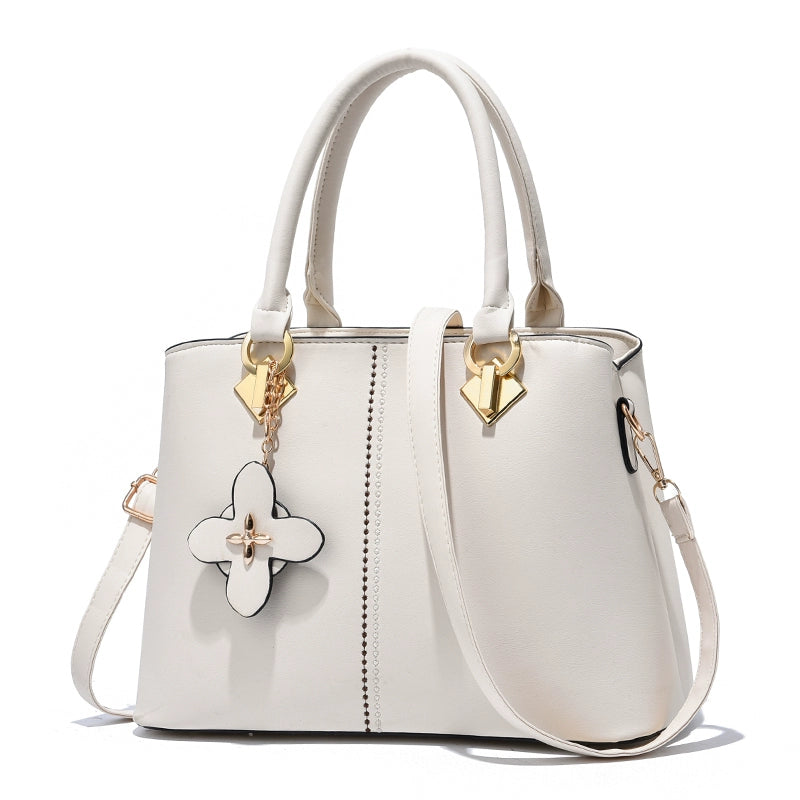 Bag Women's  New Middle-aged Korean Version Leather Versatile Handbag Atmospheric Send Mom Bag One Shoulder Crossbody Bag