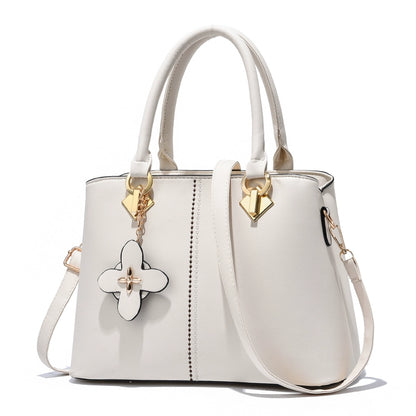 Bag Women's  New Middle-aged Korean Version Leather Versatile Handbag Atmospheric Send Mom Bag One Shoulder Crossbody Bag