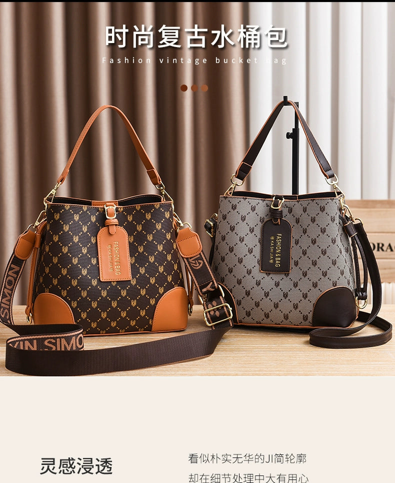 Women's bags Fashion handbags Women's  new oblique span bucket bags Versatile shoulder bags Trendy popular women's bags
