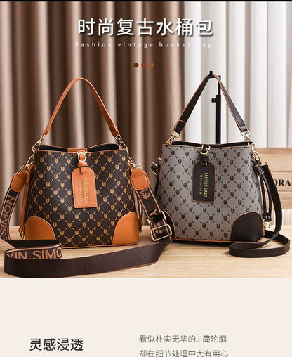 Women's bags Fashion handbags Women's  new oblique span bucket bags Versatile shoulder bags Trendy popular women's bags