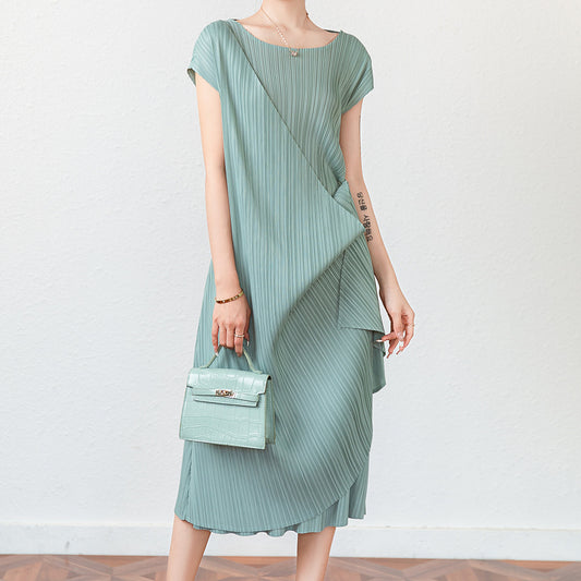 new summer women's clothing Miyake design sense niche fashion skirt women's irregular thin pleated dress