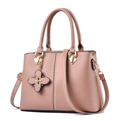 Bag Women's  New Middle-aged Korean Version Leather Versatile Handbag Atmospheric Send Mom Bag One Shoulder Crossbody Bag