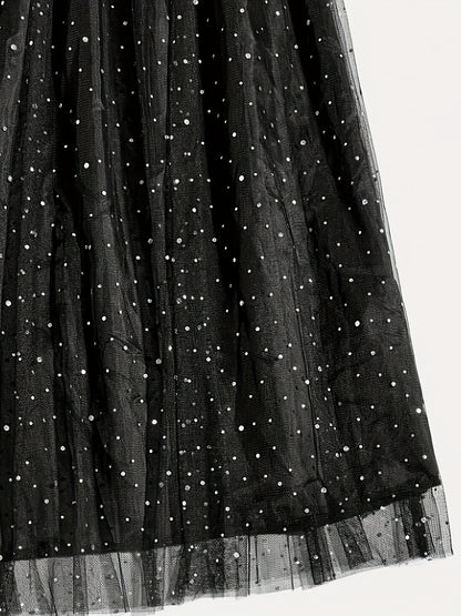 Sixsr  Plus Size Mesh Stitching Skirt, Elegant Skirt For Spring & Summer, Women's Plus Size Clothing