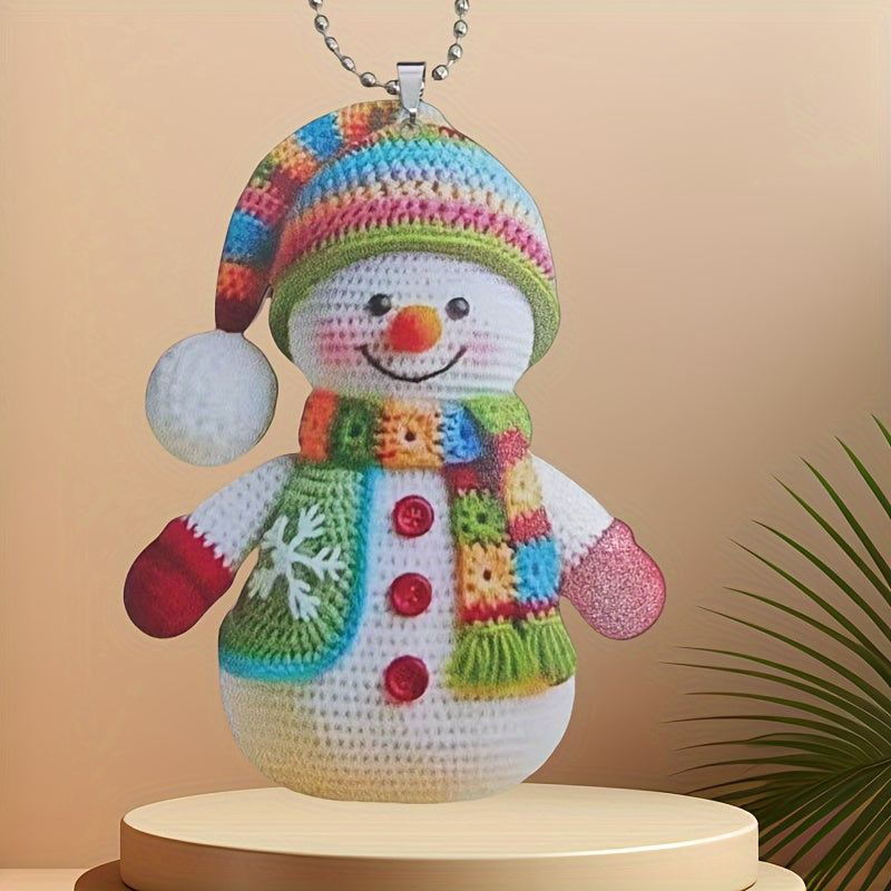 Christmas Snowman Acrylic Pendant Necklace - Festive Jewelry Gift for Teens and Adults, Casual Wear, Non-Metal Charm, Ideal for Christmas, New Year, 2025, Couple, Friend, Backpack Accessory, Tree Decoration