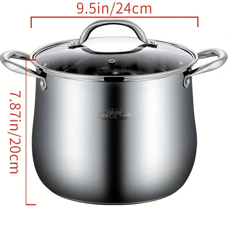 1pc, Steamer Pot, 9.44''/24cm Stainless Steel Steaming And Cooking Integrated Pot With Lid, Universal For Induction Cooker, Gas Stove, And Electric Stove, Kitchen Utensils, Kitchen Gadgets, Kitchen Accessories, Home Kitchen Items